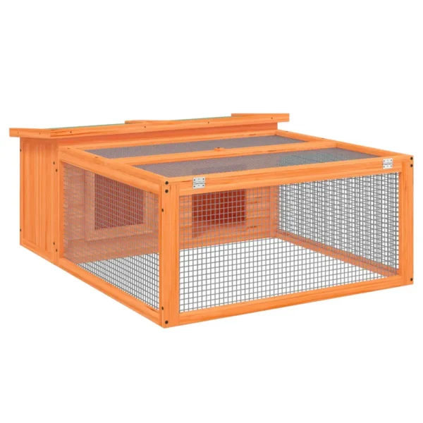 vidaXL Rabbit Hutch Brown 46.3"x38.2"x18.7" Solid Wood Pine - Image 2