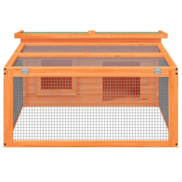 vidaXL Rabbit Hutch Brown 46.3"x38.2"x18.7" Solid Wood Pine - Image 3