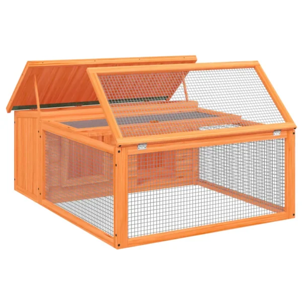 vidaXL Rabbit Hutch Brown 46.3"x38.2"x18.7" Solid Wood Pine - Image 4