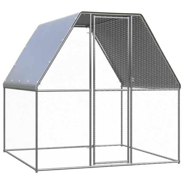 vidaXL Chicken Cage Silver and Gray 6.6x6.6x6.6 Galvanized Steel