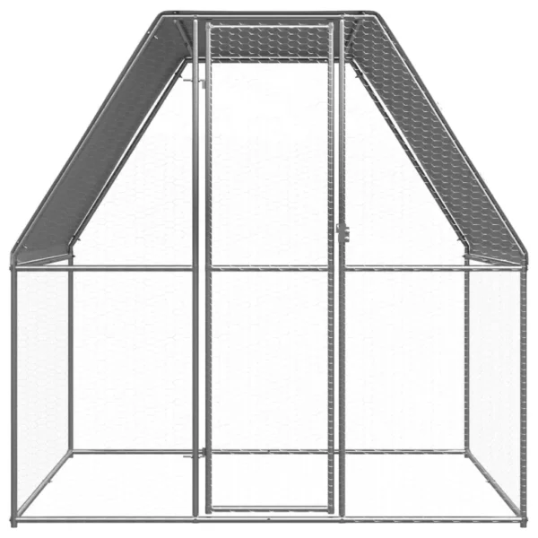 vidaXL Chicken Cage Silver and Gray 6.6x6.6x6.6 Galvanized Steel - Image 2