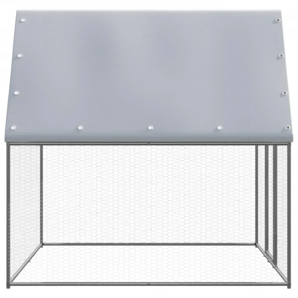 vidaXL Chicken Cage Silver and Gray 6.6x6.6x6.6 Galvanized Steel - Image 3