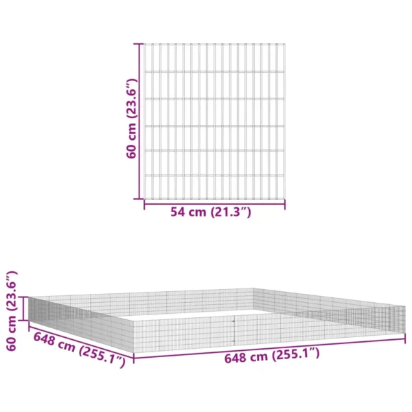 vidaXL Free Range Animal Enclosure 48-Panel 21.3"x23.6" Galvanized Iron - Image 7